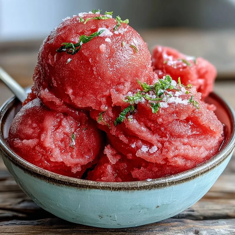 Creamy Watermelon Sorbet ready to scoop on a hot afternoon.