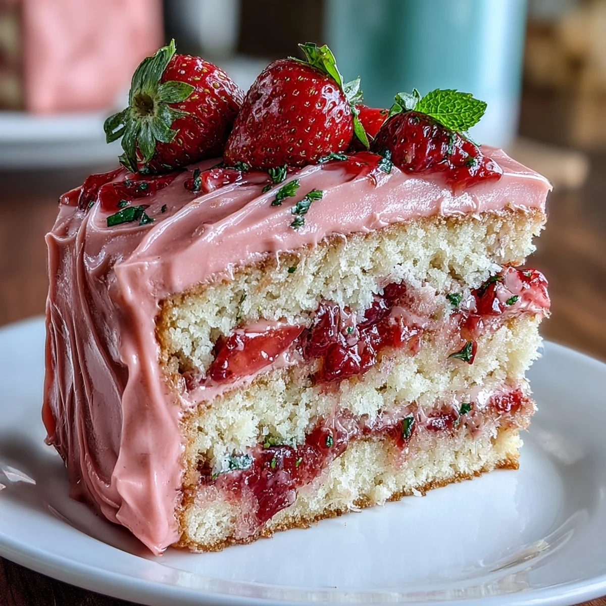 Vibrant pink layer cake with fresh strawberry frosting, perfect for Galentine's Day celebrations and friendship gatherings.