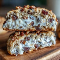 Soft cottage cheese oatmeal raisin breakfast cookies with golden raisins and hearty oats, perfect for a healthy morning snack.  