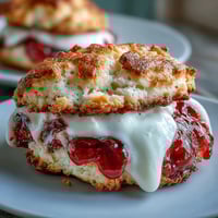 Golden thumbprint cookies with creamy clotted cream and vibrant strawberry jam centers, perfect for an elegant British teatime treat.