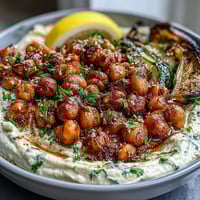 Crispy Chickpea Bowls with Roasted Vegetables and Hummus, a colorful and satisfying plant-based meal perfect for lunch or dinner.  